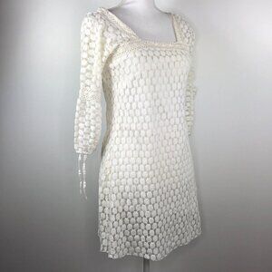 Solitaire by Ravi Khosla White Crochet Lace Dress Medium Fairy Cottagecore